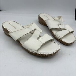 Naturalizer Sandals Womens Size 8 Wiser Slides White‎ Leather Open Toe Casual